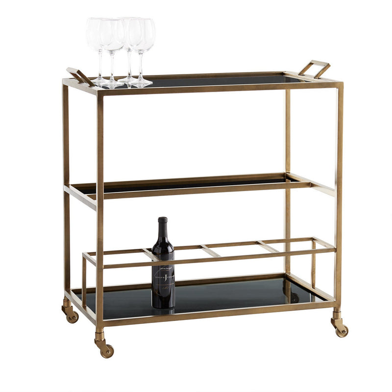 Arteriors 4395 Bar Cart, Antique Brass