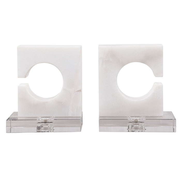 Uttermost 17864 Bookends, S/2, Clean, White And Gray