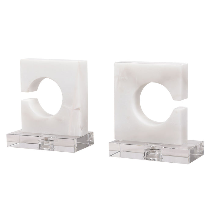 Uttermost 17864 Bookends, S/2, Clean, White And Gray