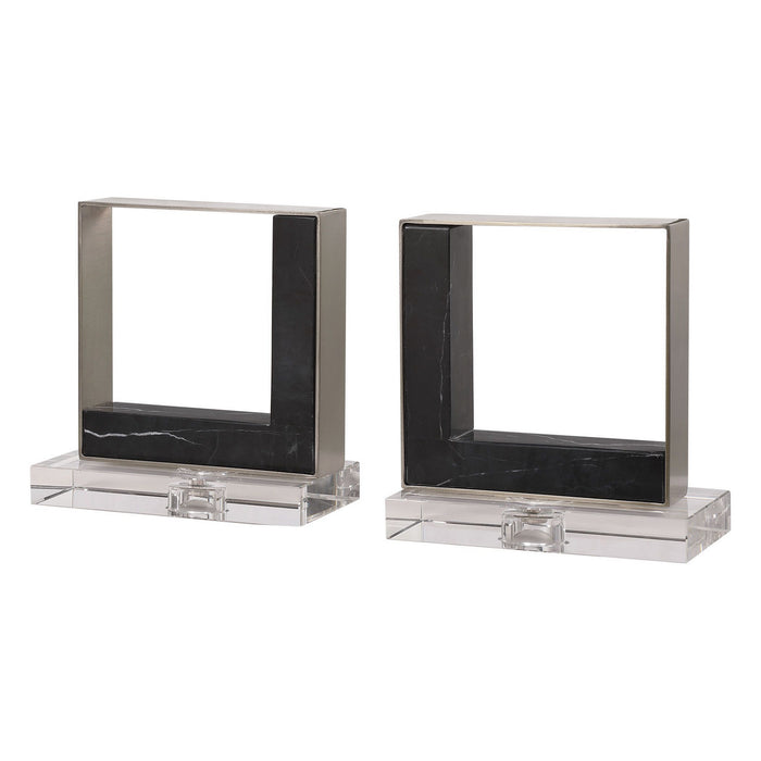 Uttermost 17865 Bookends, S/2, Brushed Nickel