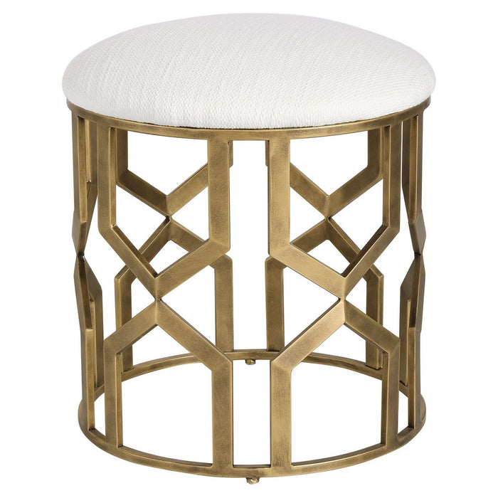 Uttermost 23579 Accent Stool, Antique Brushed Brass