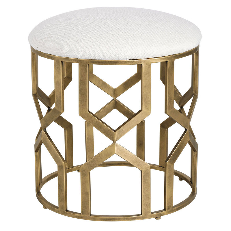 Uttermost 23579 Accent Stool, Antique Brushed Brass