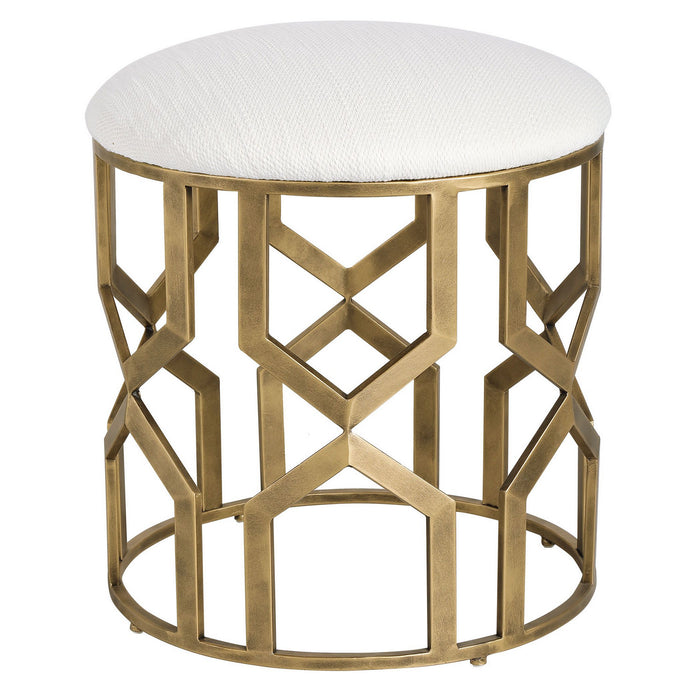 Uttermost 23579 Accent Stool, Antique Brushed Brass