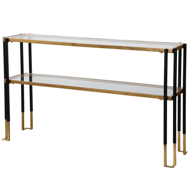 Uttermost 24978 Console Table, Matte Black And Brushed Gold
