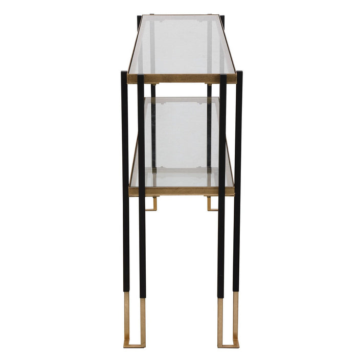 Uttermost 24978 Console Table, Matte Black And Brushed Gold