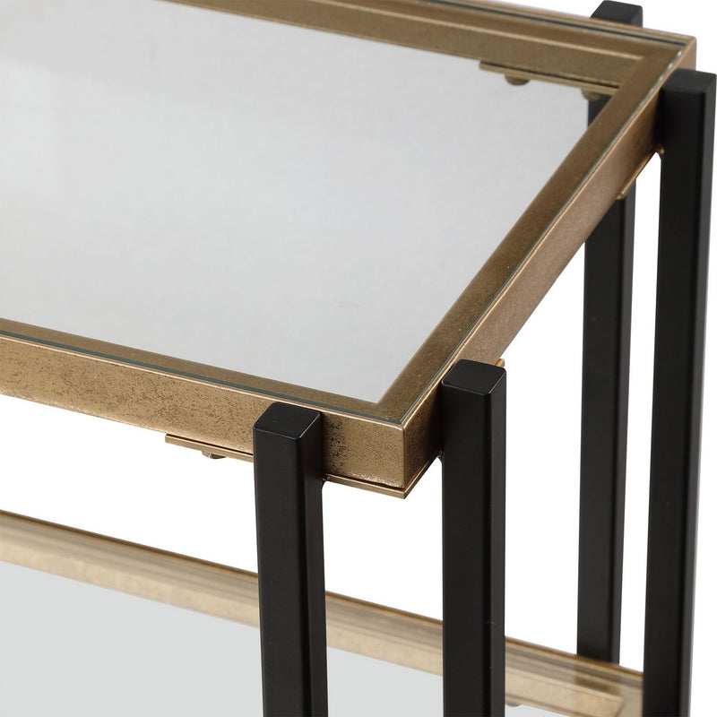 Uttermost 24978 Console Table, Matte Black And Brushed Gold