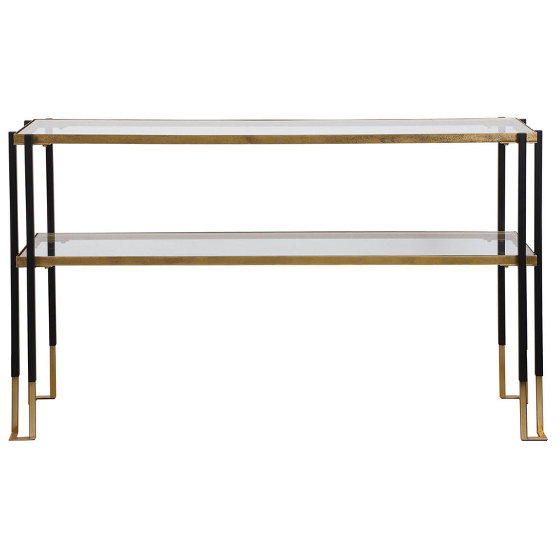 Uttermost 24978 Console Table, Matte Black And Brushed Gold