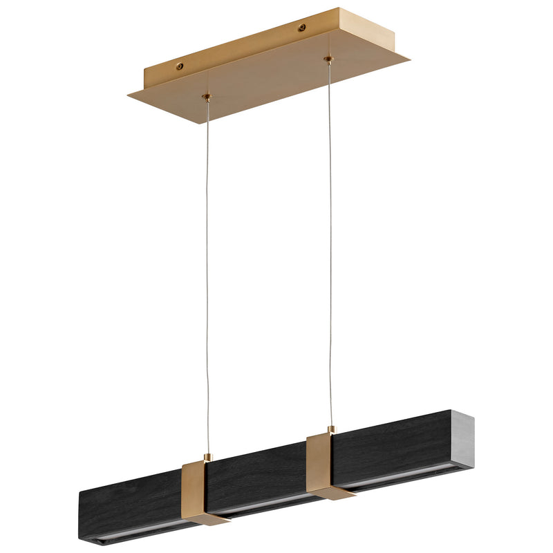 Quorum 3-24-1540 LED Pendant, Aged Brass|Black Oak