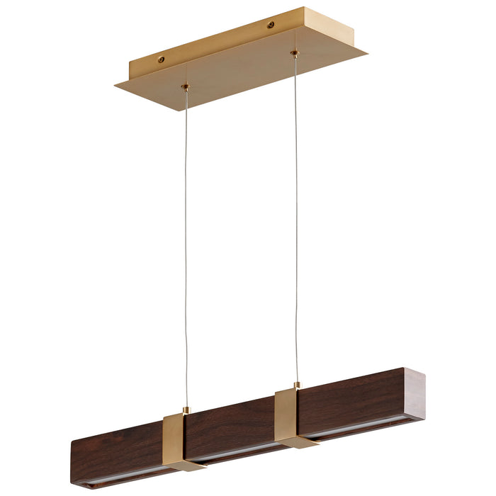 Oxygen 3-24-2440 LED Pendant, Aged Brass W/ Walnut