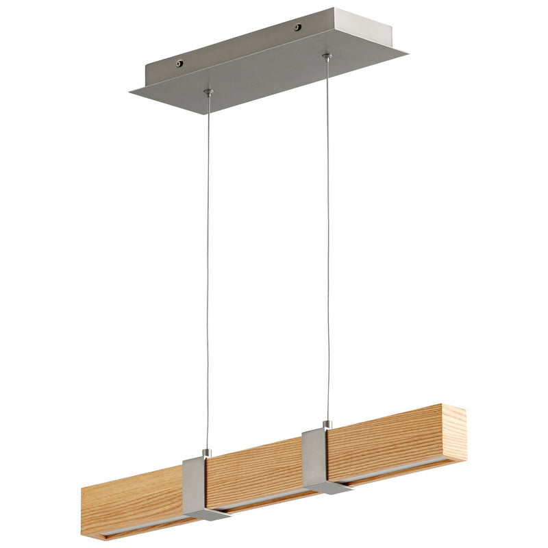Quorum 3-24-5224 LED Pendant, Satin Nickel|White Oak