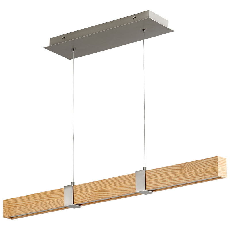 Quorum 3-36-5224 LED Pendant, Satin Nickel|White Oak