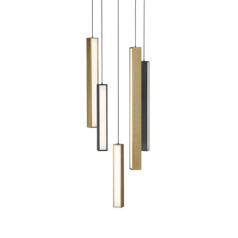 Modern Forms PD-64805R-BK/AB-BK LED Pendant, Black/Aged Brass & Black