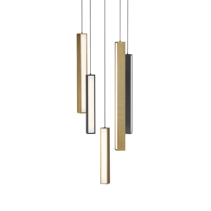 Modern Forms PD-64805R-BK/AB-BK LED Pendant, Black/Aged Brass & Black