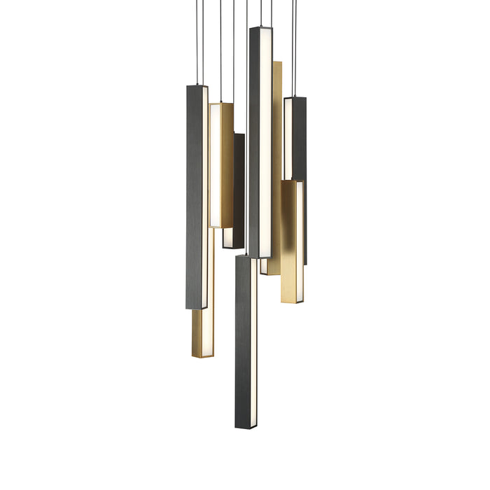 Modern Forms PD-64809R-BK/AB-BK LED Pendant, Black/Aged Brass & Black