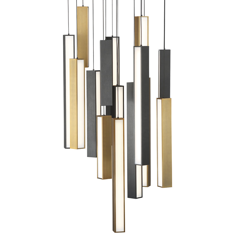 Modern Forms PD-64815R-BK/AB-BK LED Pendant, Black/Aged Brass & Black