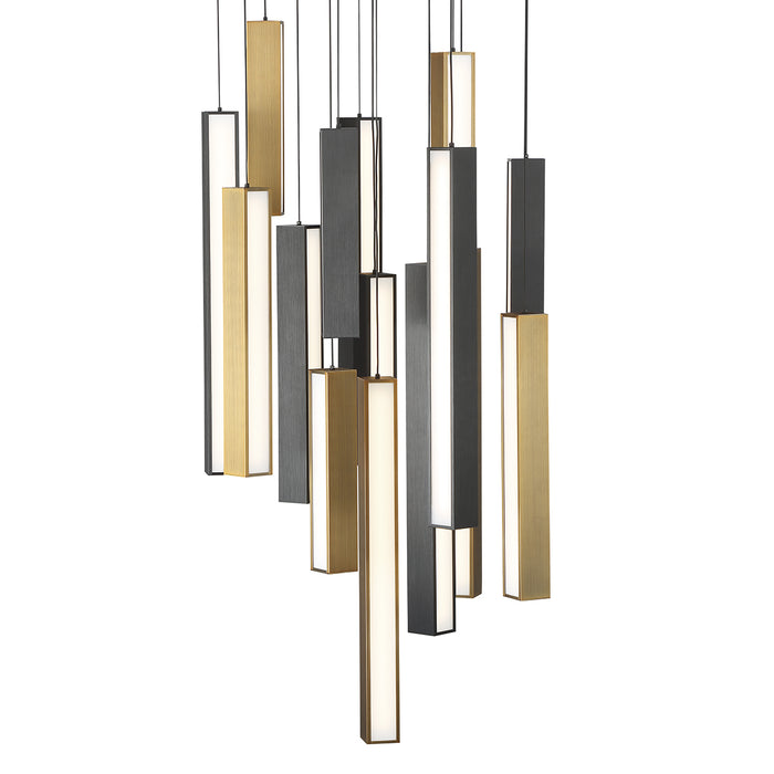 Modern Forms PD-64815R-BK/AB-BK LED Pendant, Black/Aged Brass & Black
