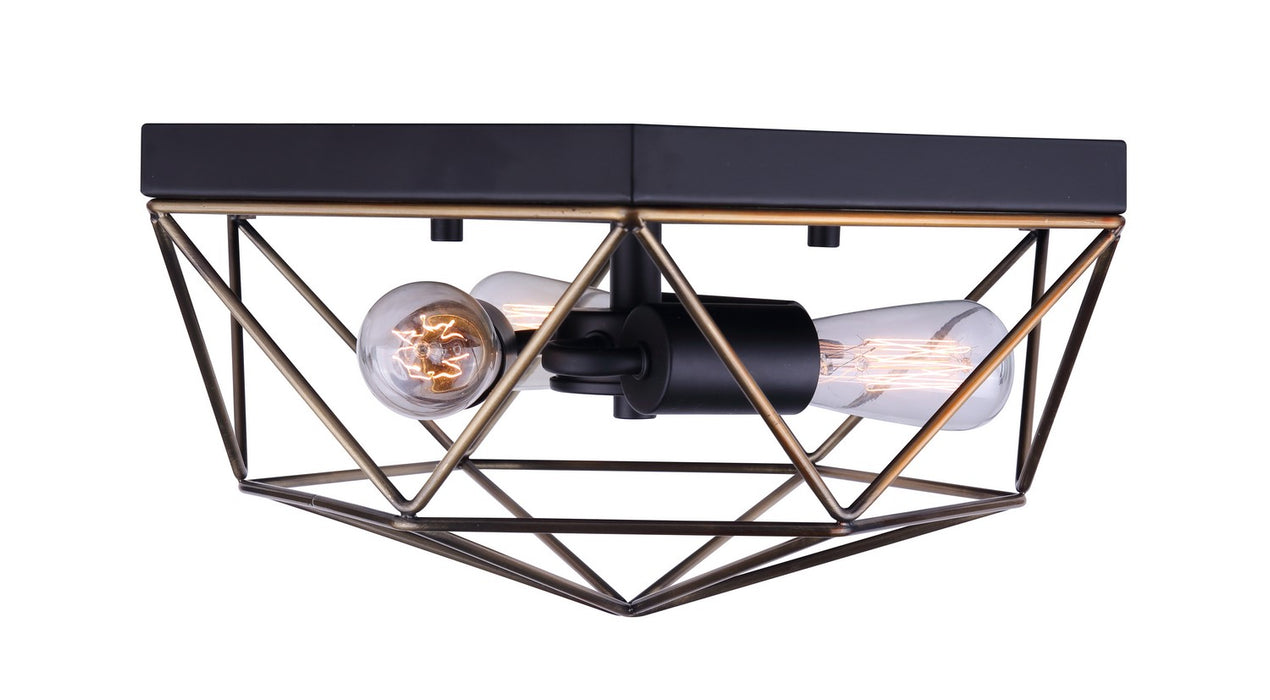 Canarm IFM676A15BKG Three Light Flush Mount, Matte Black And Gold