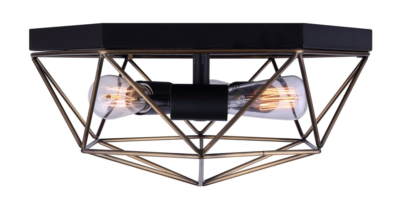 Canarm IFM676A15BKG Three Light Flush Mount, Matte Black And Gold