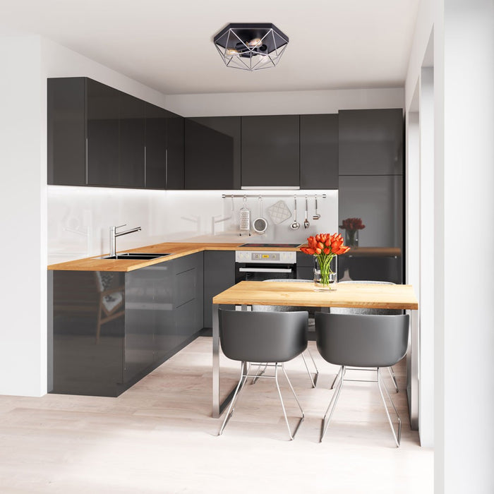 Canarm IFM676A15BKN Three Light Flush Mount, Metal