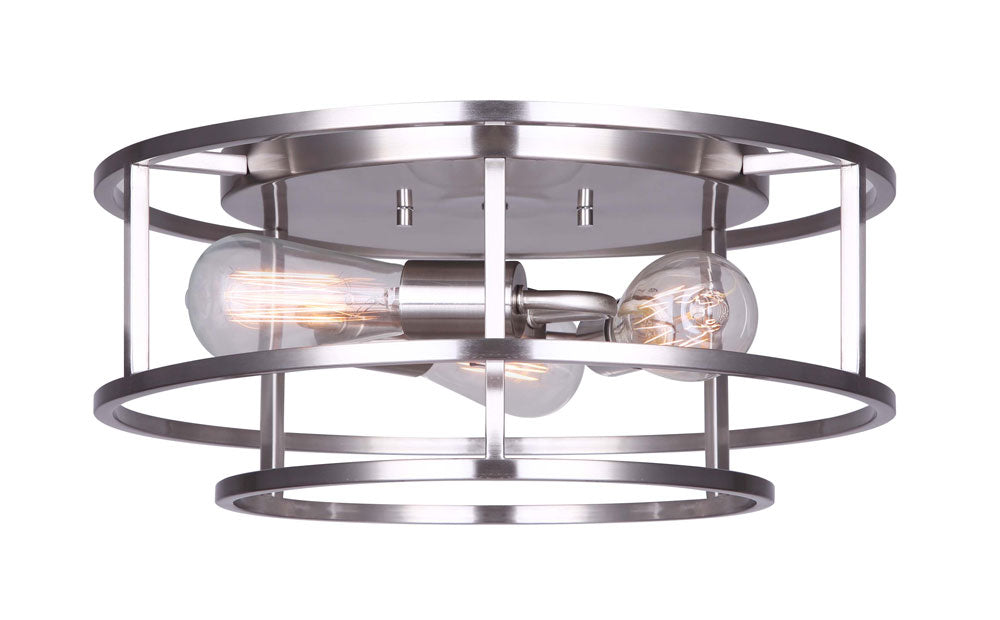 Canarm IFM757A16BN Three Light Flush Mount, Brushed Nickel