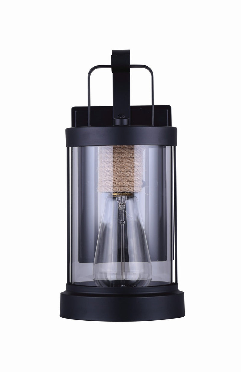 Canarm IOL457BKR One Light Outdoor Lantern, Matte Black And Rope
