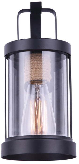 Canarm IOL457BKR One Light Outdoor Lantern, Matte Black And Rope
