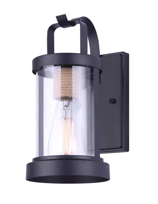 Canarm IOL457BKR One Light Outdoor Lantern, Matte Black And Rope