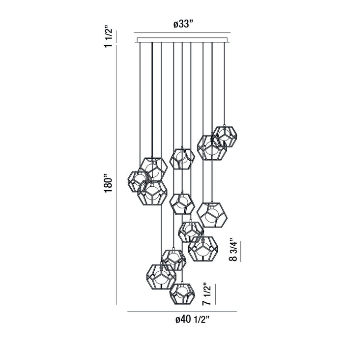 Eurofase 35904-014 LED Chandelier, Chrome