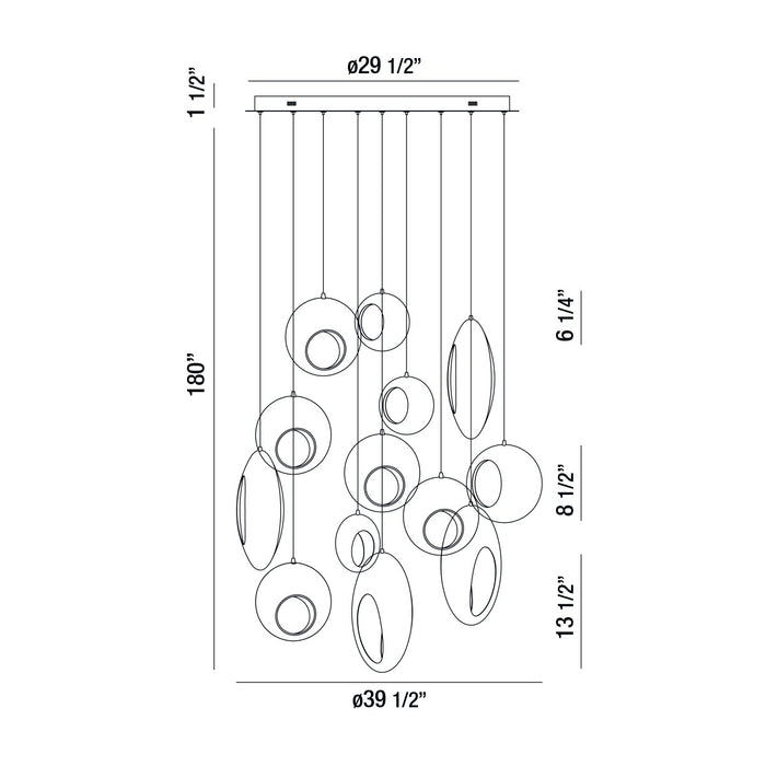 Eurofase 35910-015 LED Chandelier, Chrome Black