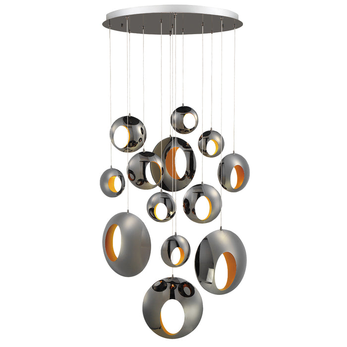 Eurofase 35910-015 LED Chandelier, Chrome Black