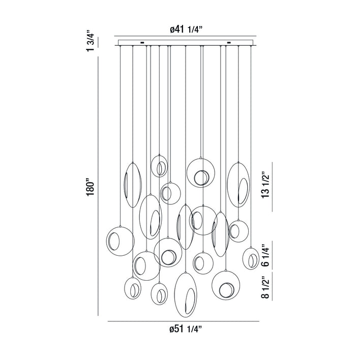 Eurofase 35911-012 LED Chandelier, Chrome Black
