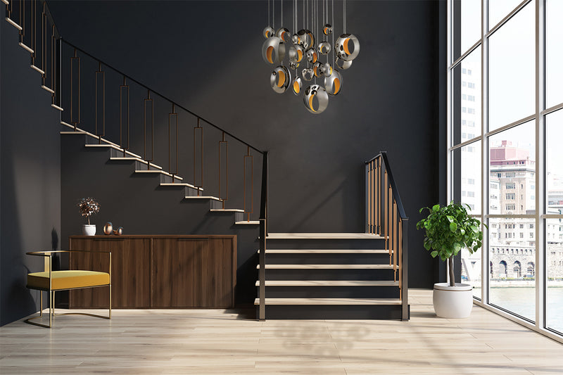 Eurofase 35911-012 LED Chandelier, Chrome Black