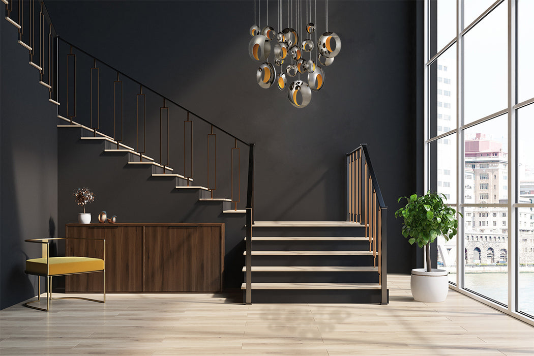 Eurofase 35911-012 LED Chandelier, Chrome Black
