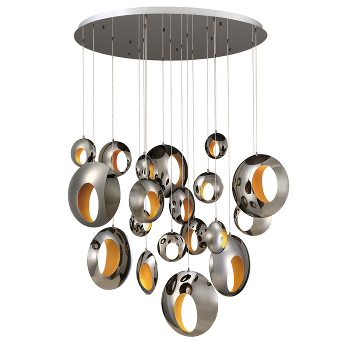 Eurofase 35911-012 LED Chandelier, Chrome Black