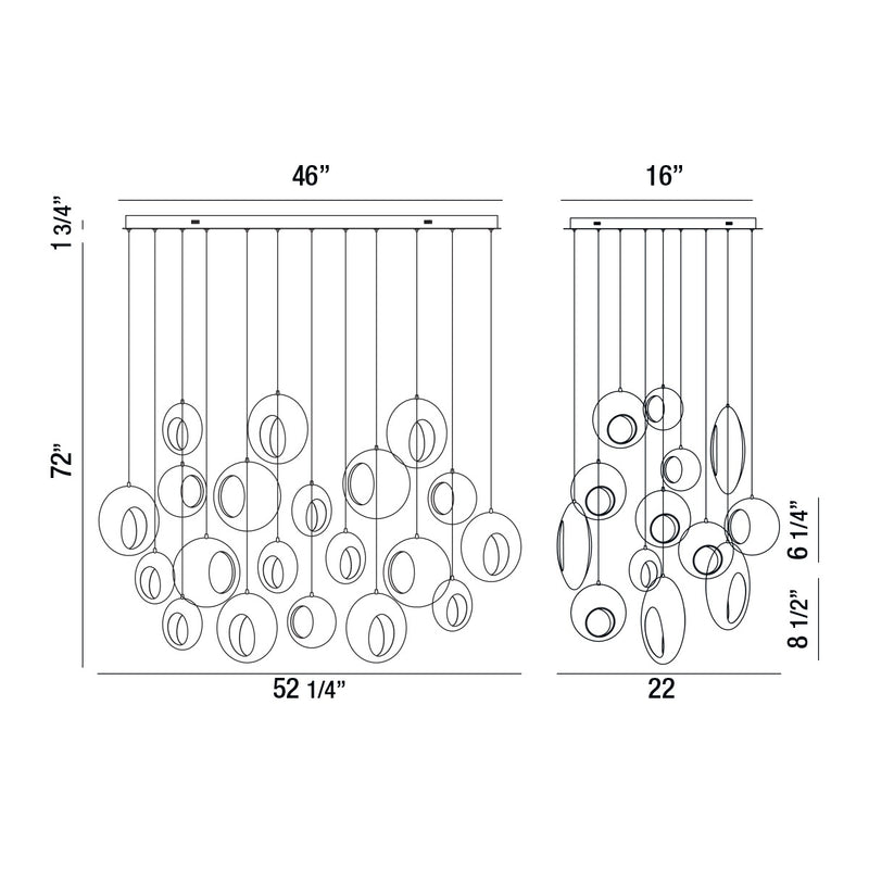 Eurofase 35912-019 LED Chandelier, Chrome Black