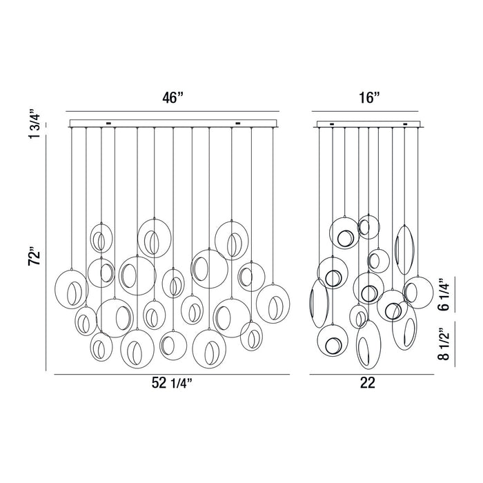 Eurofase 35912-019 LED Chandelier, Chrome Black