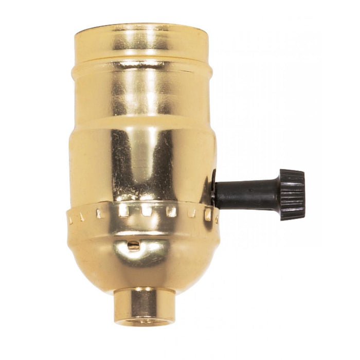 Satco 80-1002 3-Way (2 Circuit) Turn Knob Socket With Removable Knob, Brite Gilt