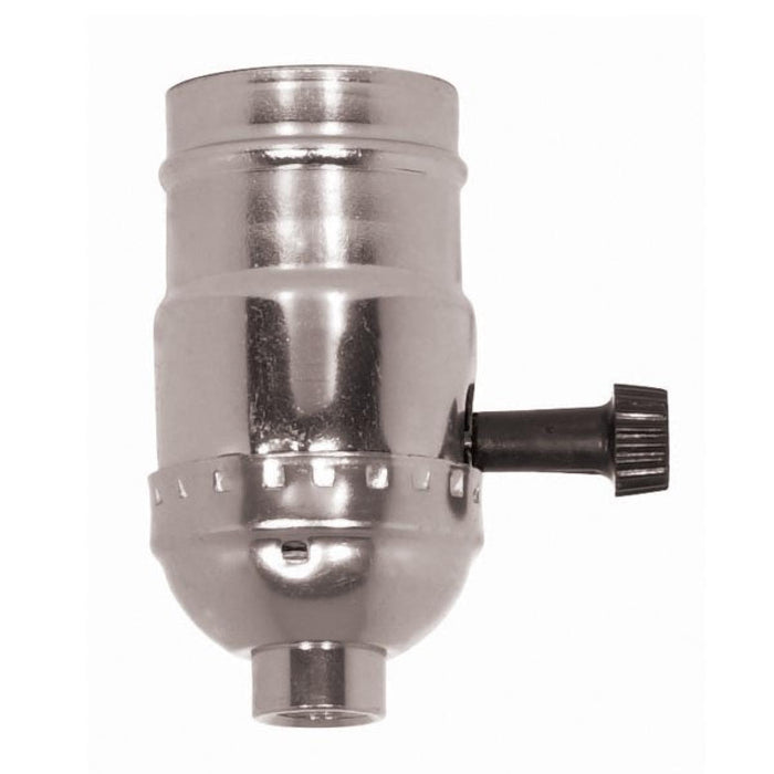 Satco 80-1003 3-Way (2 Circuit) Turn Knob Socket With Removable Knob, Nickel