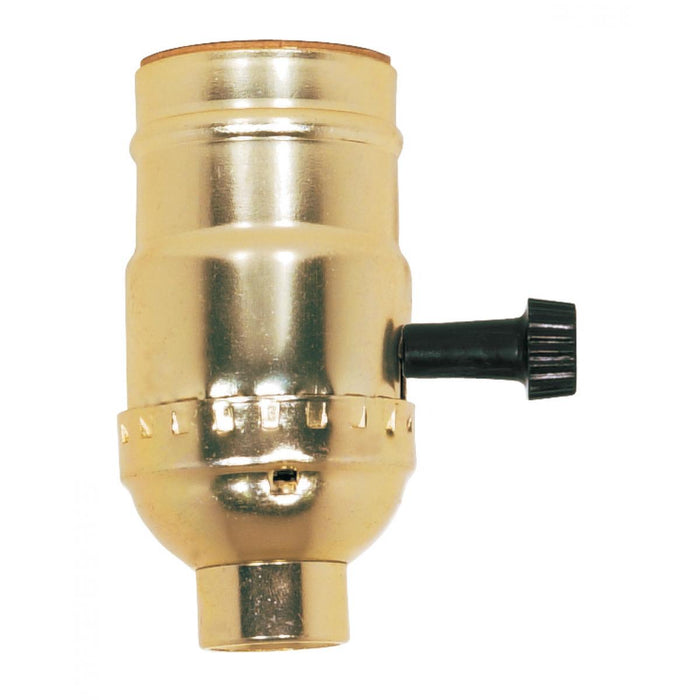 Satco 80-1004 3-Way (2 Circuit) Turn Knob Socket With Removable Knob, Brite Gilt