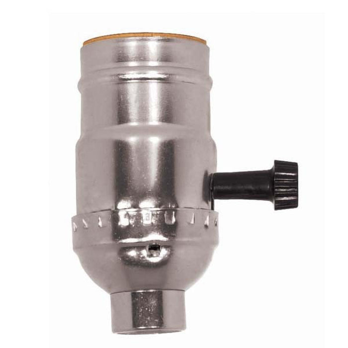 Satco 80-1005 3-Way (2 Circuit) Turn Knob Socket With Removable Knob, Nickel