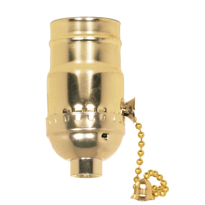Satco 80-1006 On-Off Pull Chain Socket, Brite Gilt