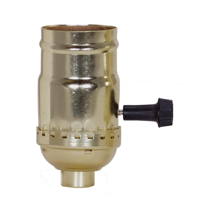 Satco 80-1008 3 Terminal (2 Circuit) Turn Knob Socket With Removable Knobs, Brite Gilt