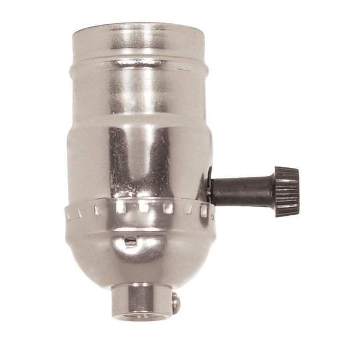 Satco 80-1017 Hi-Low Turn Knob Socket For Standard A Type Household Bulb, Nickel