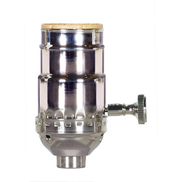 Satco 80-1025 3-Way (2 Circuit) Turn Knob Socket With Removable Knob, Polished Nickel