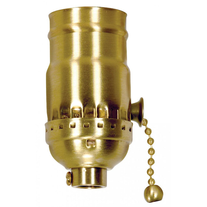 Satco 80-1026 On-Off Pull Chain Socket, Polished Brass