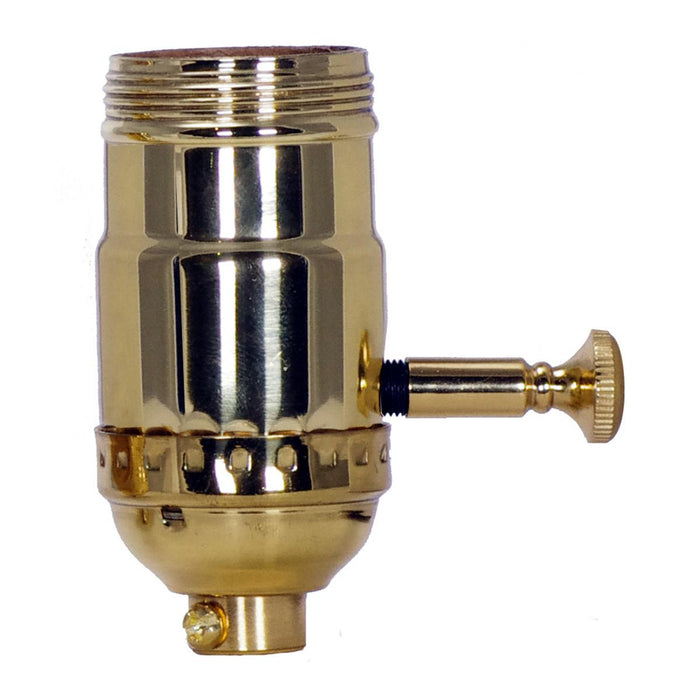 Satco 80-1030 On-Off Turn Knob Socket With Removable Knob, Polished Brass