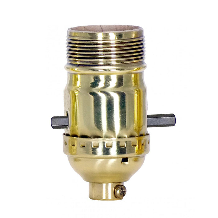 Satco 80-1032 On-Off Push Thru Socket, Polished Brass