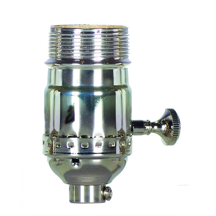 Satco 80-1035 3 Way (2 Circuit) Turn Knob Socket With Removable Knob, Polished Nickel