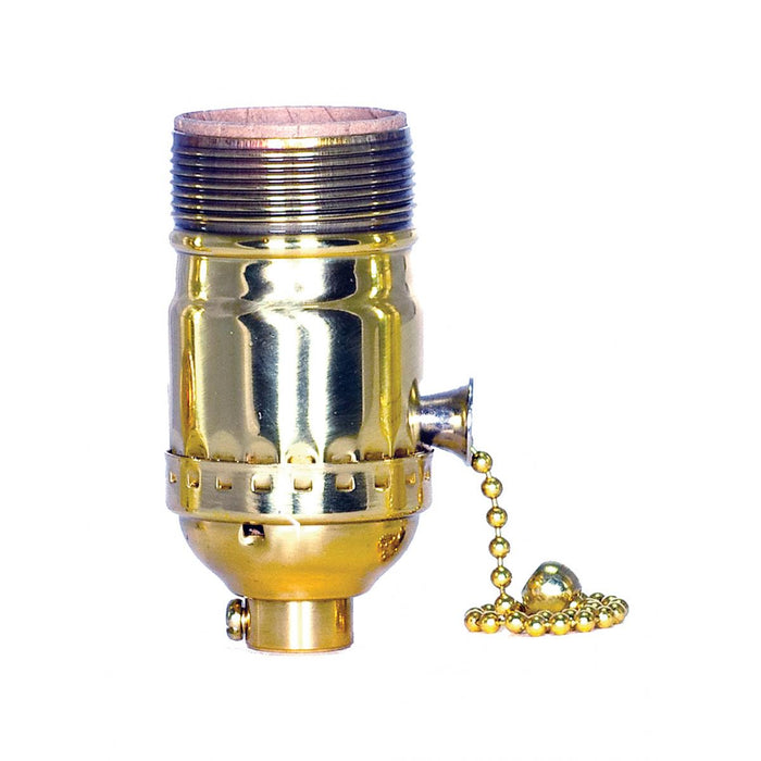 Satco 80-1036 On-Off Pull Chain Socket, Polished Brass