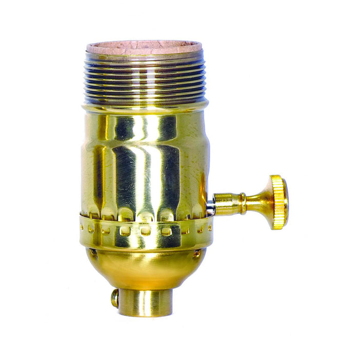 Satco 80-1040 On-Off Turn Knob Socket With Removable Knob, Polished Brass